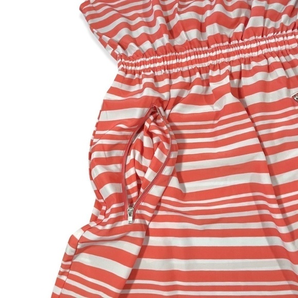 Geri G. Orange and White Tie Shoulder Striped Dress sz M - Picture 6 of 13